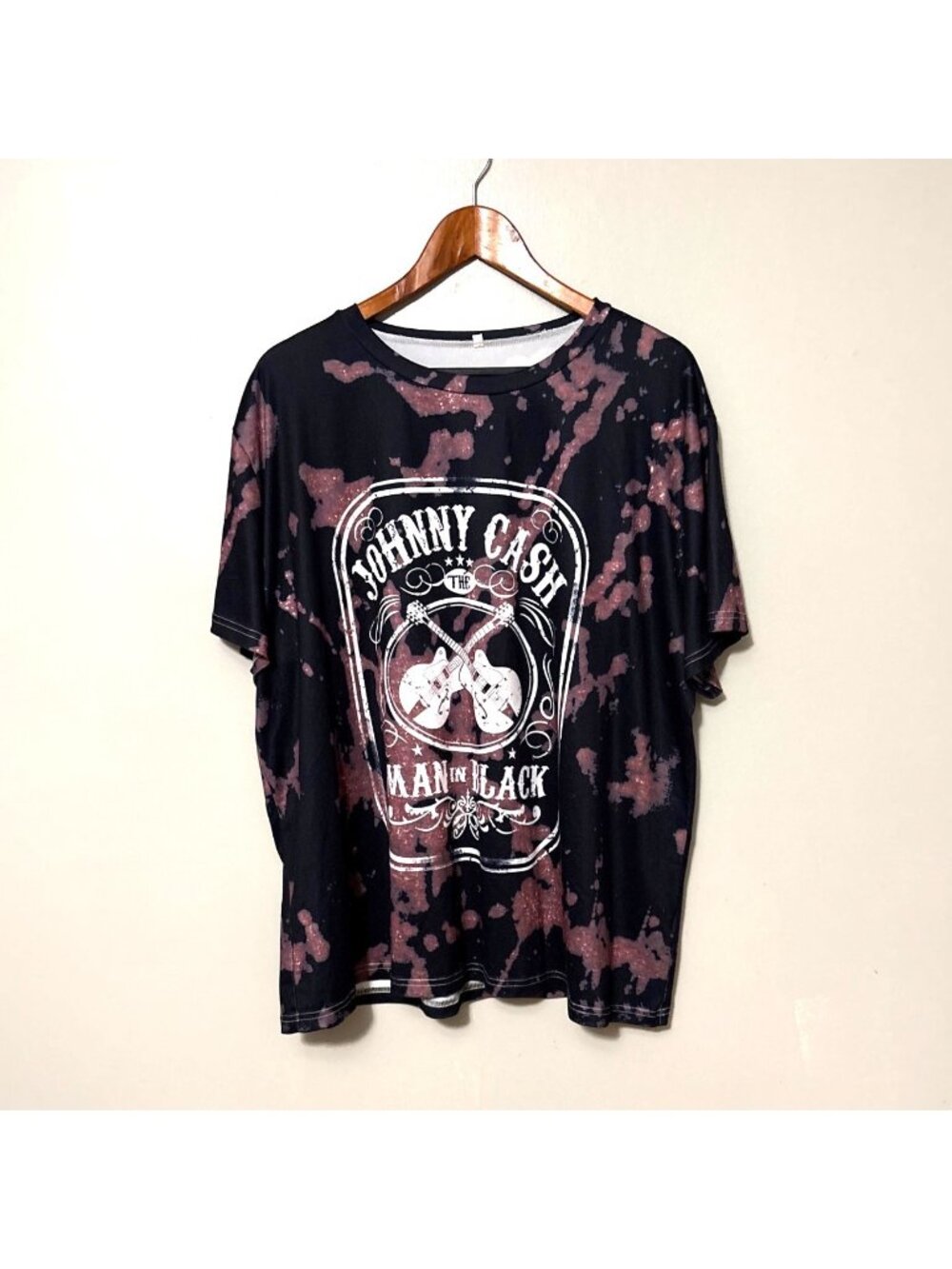 "Man In Black" Graphic‎ Tee 4X Black & Pink Tie-Dye Polyester/Spandex